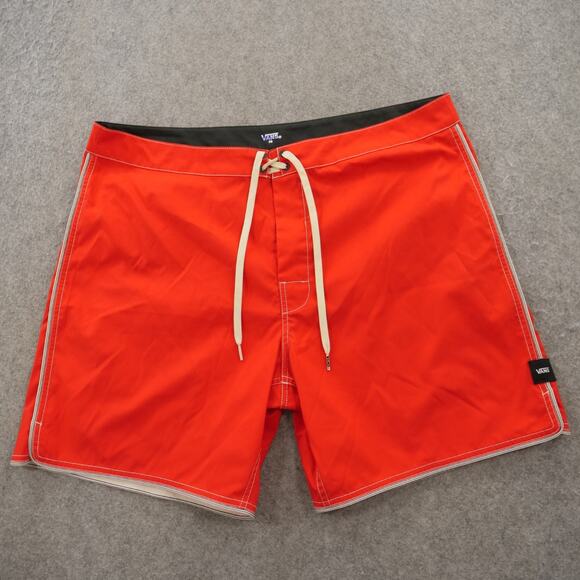 Vans Board Shorts Mens 38 Red Board Pockets Elastic Swim Surf Drawstring - Picture 1 of 12